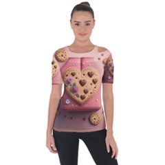 Cookies Valentine Heart Holiday Gift Love Shoulder Cut Out Short Sleeve Top by Ndabl3x