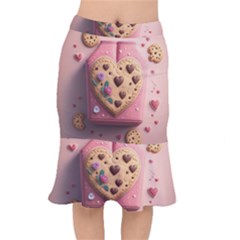 Cookies Valentine Heart Holiday Gift Love Short Mermaid Skirt by Ndabl3x