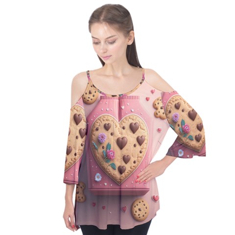 Cookies Valentine Heart Holiday Gift Love Flutter Sleeve Tee  by Ndabl3x