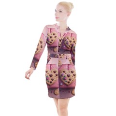 Cookies Valentine Heart Holiday Gift Love Button Long Sleeve Dress by Ndabl3x