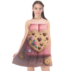 Cookies Valentine Heart Holiday Gift Love Halter Neckline Chiffon Dress 