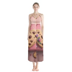 Cookies Valentine Heart Holiday Gift Love Button Up Chiffon Maxi Dress