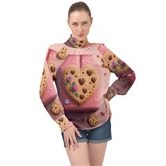 Cookies Valentine Heart Holiday Gift Love High Neck Long Sleeve Chiffon Top by Ndabl3x