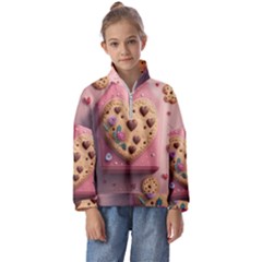 Cookies Valentine Heart Holiday Gift Love Kids  Half Zip Hoodie