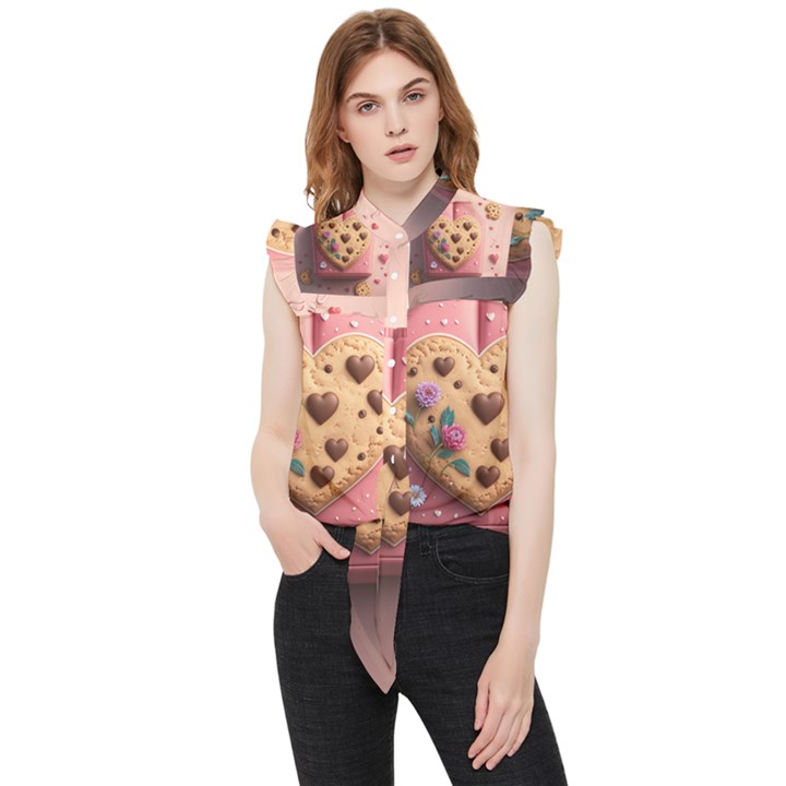 Cookies Valentine Heart Holiday Gift Love Frill Detail Shirt