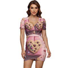 Cookies Valentine Heart Holiday Gift Love Low Cut Cap Sleeve Mini Dress by Ndabl3x