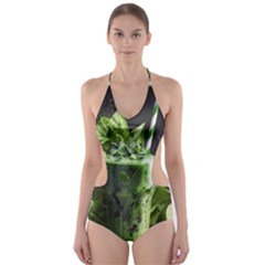 Drink Spinach Smooth Apple Ginger Cut-out One Piece Swimsuit by Ndabl3x