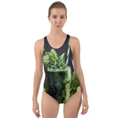 Drink Spinach Smooth Apple Ginger Cut-out Back One Piece Swimsuit by Ndabl3x