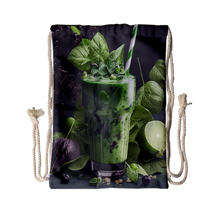 Drink Spinach Smooth Apple Ginger Drawstring Bag (Small)