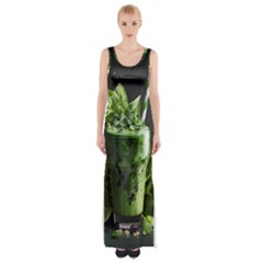 Drink Spinach Smooth Apple Ginger Thigh Split Maxi Dress by Ndabl3x