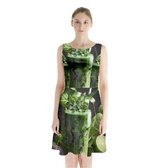 Drink Spinach Smooth Apple Ginger Sleeveless Waist Tie Chiffon Dress by Ndabl3x