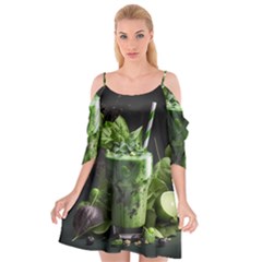 Drink Spinach Smooth Apple Ginger Cutout Spaghetti Strap Chiffon Dress