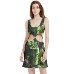 Drink Spinach Smooth Apple Ginger Velour Cutout Dress by Ndabl3x