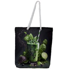 Drink Spinach Smooth Apple Ginger Full Print Rope Handle Tote (large) by Ndabl3x