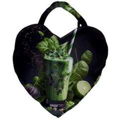 Drink Spinach Smooth Apple Ginger Giant Heart Shaped Tote by Ndabl3x