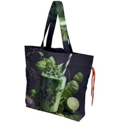 Drink Spinach Smooth Apple Ginger Drawstring Tote Bag by Ndabl3x