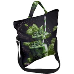 Drink Spinach Smooth Apple Ginger Fold Over Handle Tote Bag by Ndabl3x