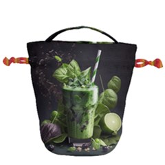 Drink Spinach Smooth Apple Ginger Drawstring Bucket Bag by Ndabl3x