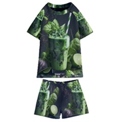 Drink Spinach Smooth Apple Ginger Kids  Swim Tee And Shorts Set by Ndabl3x