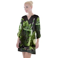 Drink Spinach Smooth Apple Ginger Open Neck Shift Dress by Ndabl3x