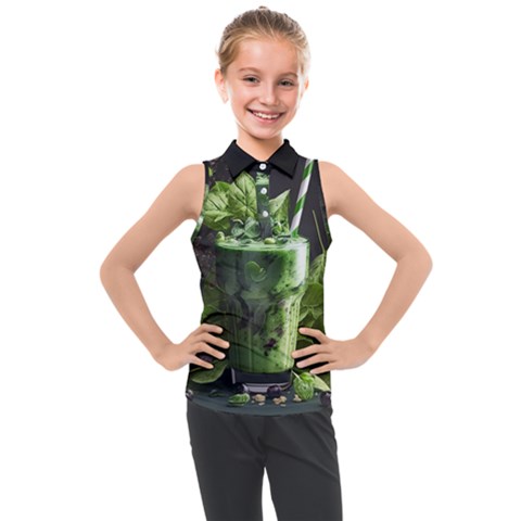 Drink Spinach Smooth Apple Ginger Kids  Sleeveless Polo Tee by Ndabl3x