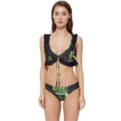 Drink Spinach Smooth Apple Ginger Low Cut Ruffle Edge Bikini Set by Ndabl3x