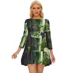 Drink Spinach Smooth Apple Ginger Long Sleeve Babydoll Dress by Ndabl3x