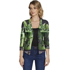 Drink Spinach Smooth Apple Ginger Women s Casual 3/4 Sleeve Spring Jacket