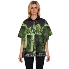 Drink Spinach Smooth Apple Ginger Women s Batwing Button Up Shirt