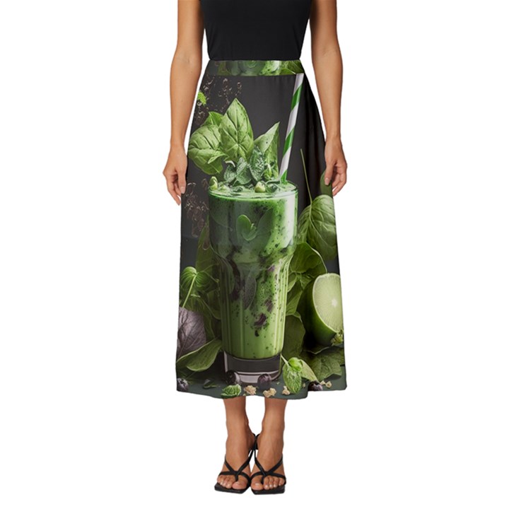 Drink Spinach Smooth Apple Ginger Classic Midi Chiffon Skirt