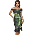 Drink Spinach Smooth Apple Ginger Off Shoulder Ruffle Split Hem Bodycon Dress View1