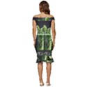 Drink Spinach Smooth Apple Ginger Off Shoulder Ruffle Split Hem Bodycon Dress View4