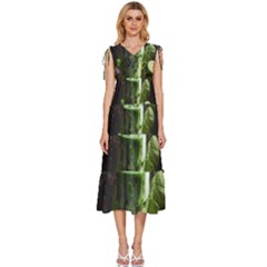 Drink Spinach Smooth Apple Ginger V-neck Drawstring Shoulder Sleeveless Maxi Dress