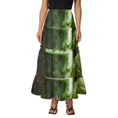 Drink Spinach Smooth Apple Ginger Tiered Ruffle Maxi Skirt by Ndabl3x