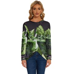 Drink Spinach Smooth Apple Ginger Long Sleeve Crew Neck Pullover Top by Ndabl3x