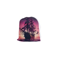 Ship Pirate Adventure Landscape Ocean Sun Heaven Drawstring Pouch (xs) by Ndabl3x