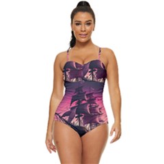 Ship Pirate Adventure Landscape Ocean Sun Heaven Retro Full Coverage Swimsuit