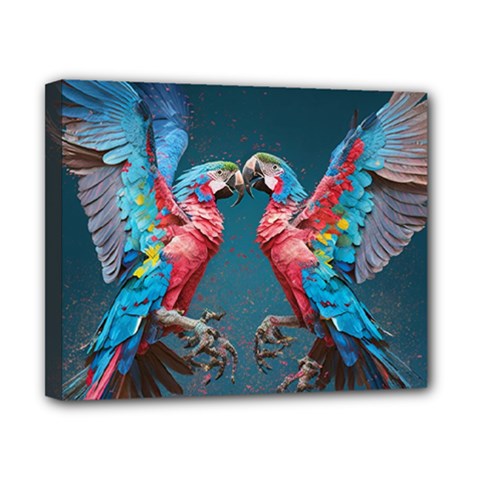 Birds Parrots Love Ornithology Species Fauna Canvas 10  X 8  (stretched) by Ndabl3x