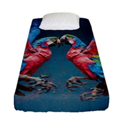 Birds Parrots Love Ornithology Species Fauna Fitted Sheet (single Size) by Ndabl3x