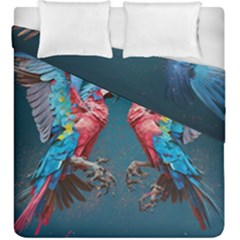 Birds Parrots Love Ornithology Species Fauna Duvet Cover Double Side (king Size)