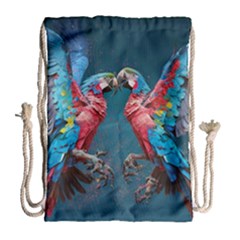 Birds Parrots Love Ornithology Species Fauna Drawstring Bag (large) by Ndabl3x