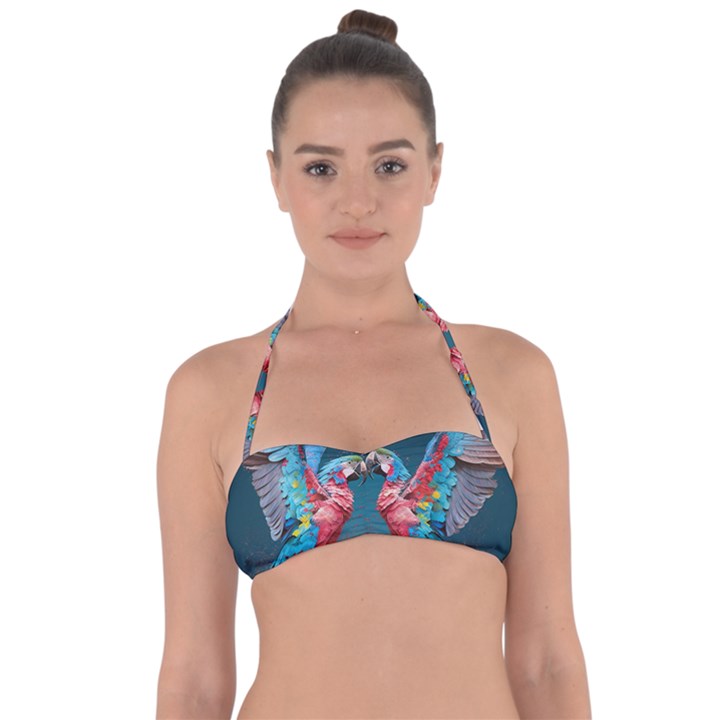 Birds Parrots Love Ornithology Species Fauna Halter Bandeau Bikini Top