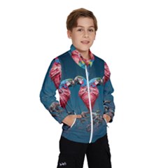 Birds Parrots Love Ornithology Species Fauna Kids  Windbreaker by Ndabl3x