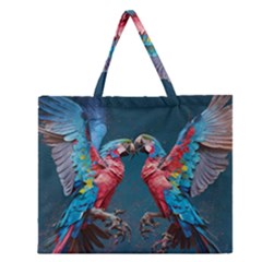 Birds Parrots Love Ornithology Species Fauna Zipper Large Tote Bag by Ndabl3x