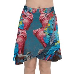 Birds Parrots Love Ornithology Species Fauna Chiffon Wrap Front Skirt by Ndabl3x