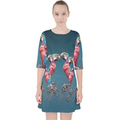 Birds Parrots Love Ornithology Species Fauna Quarter Sleeve Pocket Dress by Ndabl3x