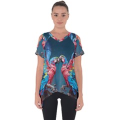 Birds Parrots Love Ornithology Species Fauna Cut Out Side Drop Tee by Ndabl3x