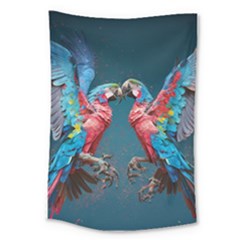 Birds Parrots Love Ornithology Species Fauna Large Tapestry by Ndabl3x