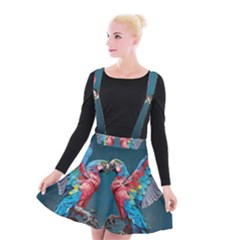 Birds Parrots Love Ornithology Species Fauna Suspender Skater Skirt by Ndabl3x