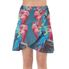 Birds Parrots Love Ornithology Species Fauna Wrap Front Skirt by Ndabl3x